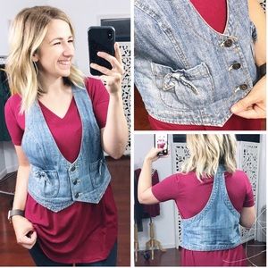 Denim Vest with bow detail